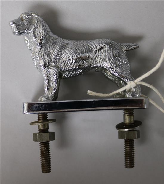 A Lejeune chrome plated spaniel car mascot 7cm